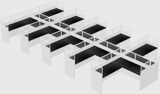 Shared l-shaped cubicle