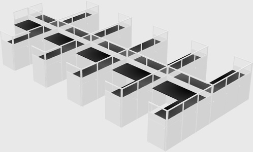 Shared l-shaped cubicle