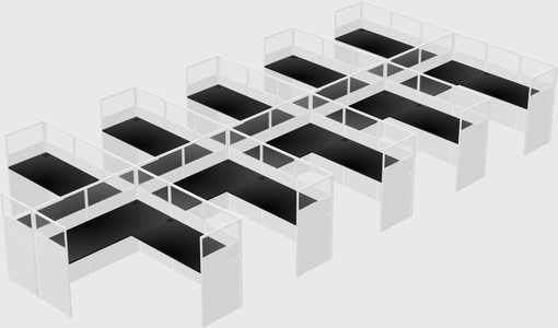 Shared l-shaped cubicle