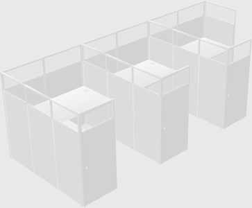 Shared l-shaped cubicle