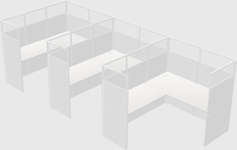 Shared l-shaped cubicle