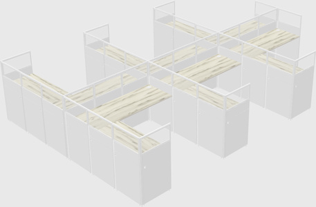 Shared l-shaped cubicle