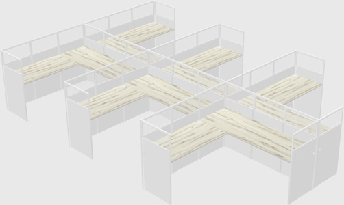 Shared l-shaped cubicle
