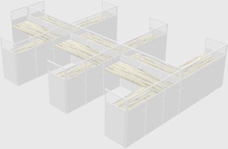 Shared l-shaped cubicle