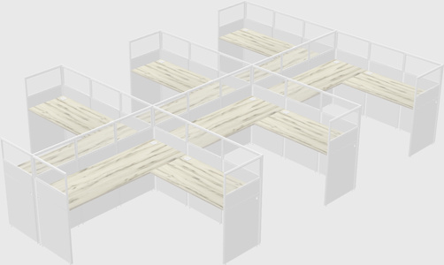 Shared l-shaped cubicle