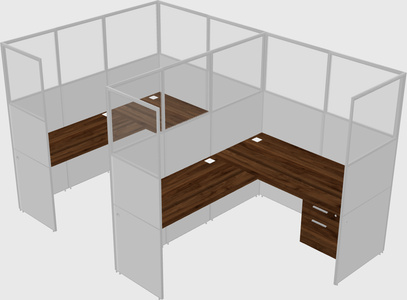 Shared l-shaped cubicle
