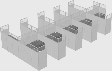 Shared l-shaped cubicle
