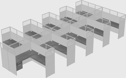 Shared l-shaped cubicle