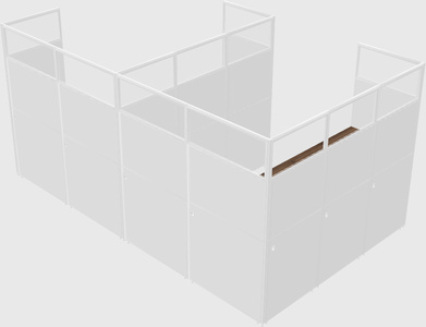 Shared l-shaped cubicle