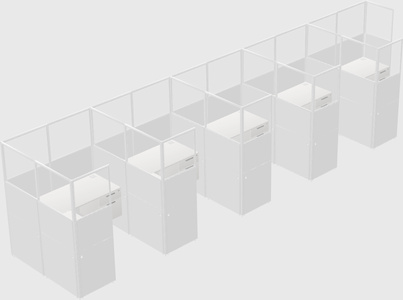 Shared l-shaped cubicle