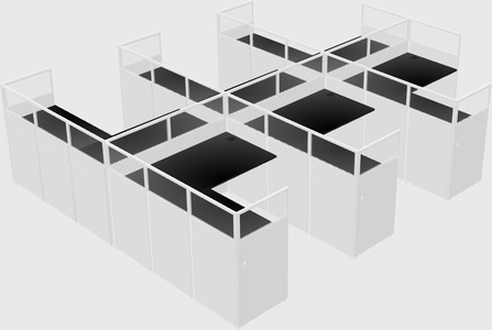 Shared l-shaped cubicle