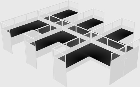 Shared l-shaped cubicle