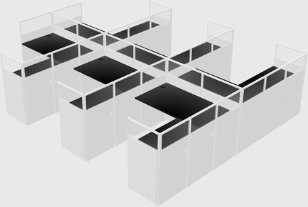 Shared l-shaped cubicle