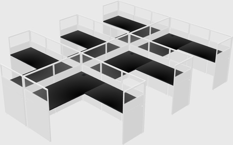Shared l-shaped cubicle