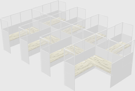 Shared l-shaped cubicle