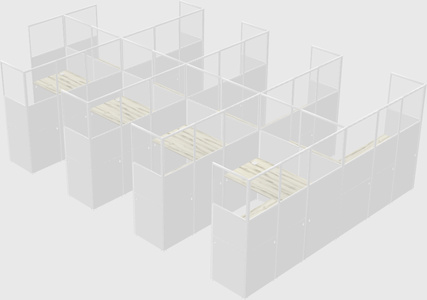 Shared l-shaped cubicle
