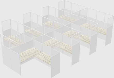 Shared l-shaped cubicle
