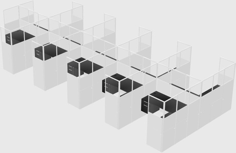 Shared l-shaped cubicle