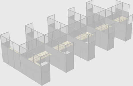 Shared l-shaped cubicle