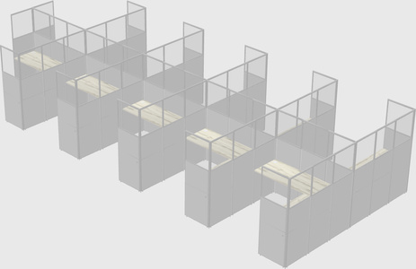 Shared l-shaped cubicle