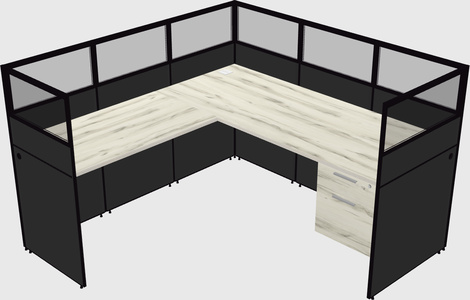 Shared l-shaped cubicle