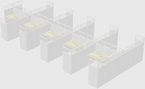 Shared l-shaped cubicle