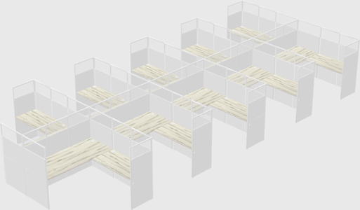 Shared l-shaped cubicle
