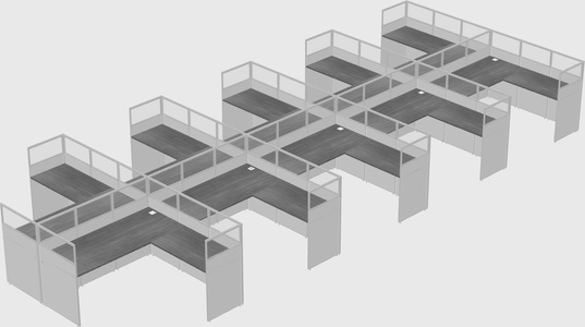 Shared l-shaped cubicle