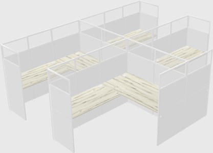 Shared l-shaped cubicle