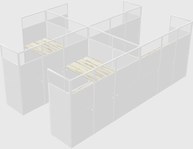 Shared l-shaped cubicle