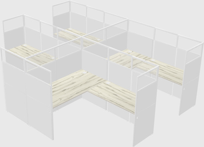 Shared l-shaped cubicle