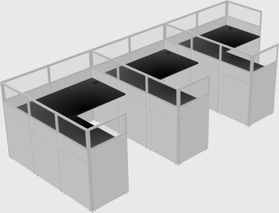 Shared l-shaped cubicle