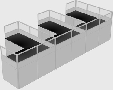 Shared l-shaped cubicle