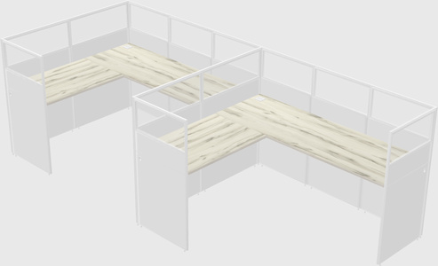 Shared l-shaped cubicle