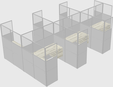 Shared l-shaped cubicle