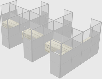 Shared l-shaped cubicle