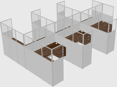 Shared l-shaped cubicle