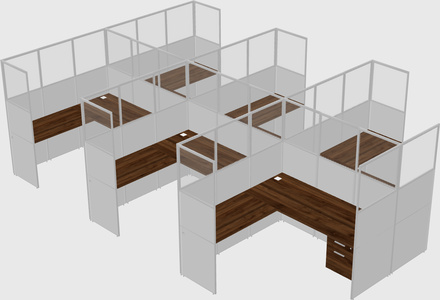 Shared l-shaped cubicle