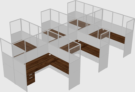 Shared l-shaped cubicle