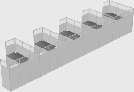 Shared l-shaped cubicle