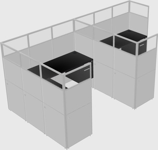 Shared l-shaped cubicle