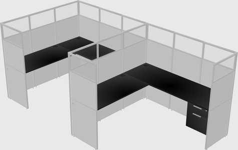 Shared l-shaped cubicle