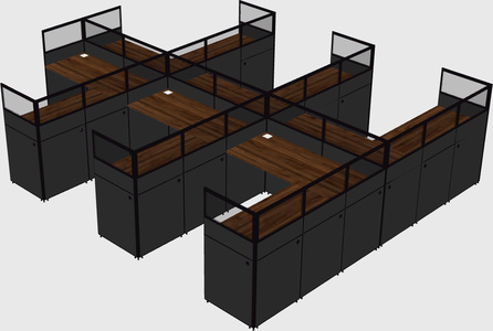 Shared l-shaped cubicle