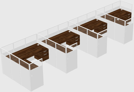 Shared l-shaped cubicle