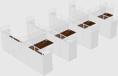 Shared l-shaped cubicle