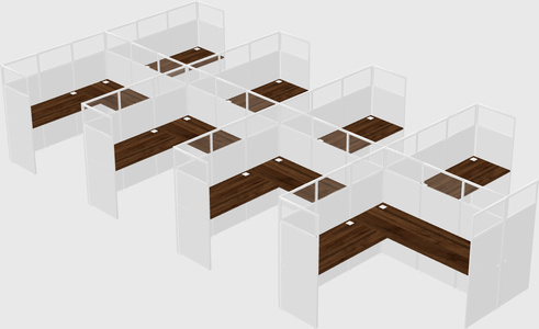 Shared l-shaped cubicle
