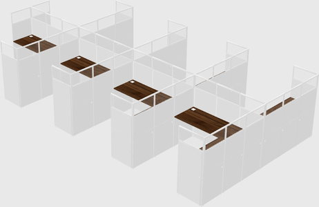 Shared l-shaped cubicle