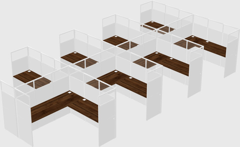 Shared l-shaped cubicle