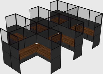 Shared l-shaped cubicle