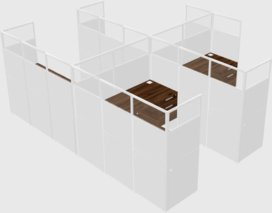 Shared l-shaped cubicle